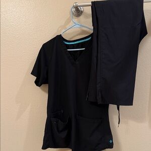 Black Scrub Top and Pants Set